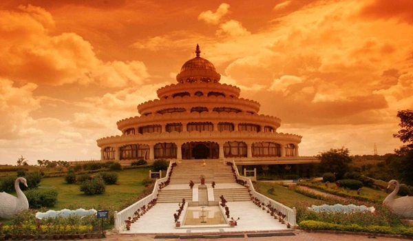 The Art of Living ashram stands serene near Kanakapura Road